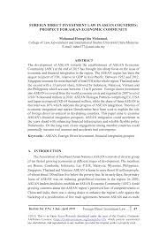 The government encourages foreign investors with a tax holiday of up to 10 years for investments in new industries and assurance of convertibility and repatriation of capital and profits. Pdf Foreign Direct Investment Law In Asean Countries Prospect For Asean Economic Community