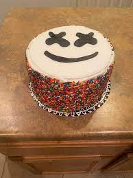 I made this cake for clay's 26th birthday! Dj Marshmello Cake For My Nephews Birthday Followed The Recipe For The Chocolate Matilda Cake From Binging With Babish On Youtube And Used His Frosting Recipe But Vanilla Bean Instead Of Chocolate