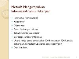 Pengertian analisis pekerjaan menurut para ahli. Analisis Pekerjaan Pertemuan 2 Dr Yulizar Kasih Se M Si Ppt Download