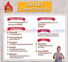 Ruben onsu ini membuka kedai ayam geprek di lamongan pada tanggal 24 februari 2018 mungkin kalian ingin mencoba rasanya. Outlet Dan Gerai Geprek Bensu Terdekat Scanharga