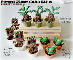 Sugar Swings Serve Some Potted Plant Cake Bites Baby Groot Harry Potter Mandrakes And Little Shop Of Horrors Audrey Ii