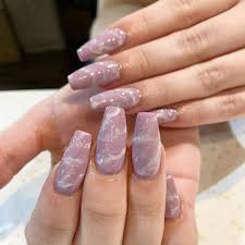 Coffin shape with pink glitter nails coffin acrylic nail with purple matte gel idea! Purple Medium Length Coffin Shape Acrylic Nails