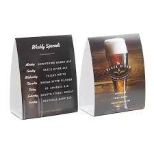 Custom Table Tents For Beer And Drink Specials Promote Your Craft Beer Or Cocktail Specials At Pubs Restaurants And Bar Beer Table Custom Table Table Tents