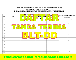 Lembar kerja kosong akan muncul pada dokumen dan toolbar pada ribbon akan berubah menjadi toolbar microsoft excel, dimana kita bisa. Download Contoh Daftar Tanda Terima Blt Dd 2020 Format Administrasi Desa