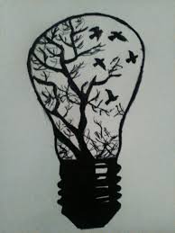 Dibujos de mandalas para colorear para niños. Light Bulb With Birds And Tree Drawing Light Bulb Sketch Tree Drawing Drawings