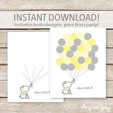 Printable Yellow Gray Elephant Guest Book Alternative Instant Download Non Ed Baby Shower Guest Book Alternative Baby Shower Guest Book Baby Shower Guest