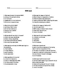 World war i quiz question: World War 1 Quiz Worksheets Teaching Resources Tpt