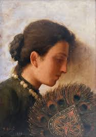 Ritratto di ragazza firmato Pasquale ROSSI olio su tela. Italia, 1886