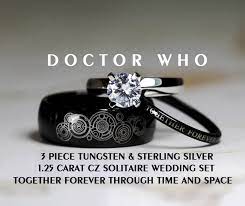 Doctor Who His 8mm Tungsten And Hers 4mm 925 By Cloud9tungsten Doctor Who Ring Doctor Who Wedding Cz Wedding Ring Sets