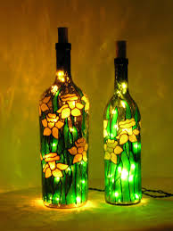 Not Really Mosaic Just A Painted Wine Bottle With Lights Inside But Pretty None The Less Glass Bottle Crafts Painted Wine Bottles Wine Bottle Art