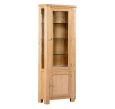 The corner glass display cabinet is in pickled wood with shades of curio cabinets various finishes glass door black corner display cabinet kitchen wall display cabinets display storage shelf box glass doors case display cabinets with glass doors elegant oak display. Whitby Oak Corner Glazed Display Cabinet With Glass Sides Shelves