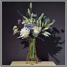 Artificial flowers come in numerous designs and allow the chance to have a beautiful plant in the room that needs no care except the occasional dusting and wiping down. Buy Fake Flowers With Vase Blue Hydrangea Artificial Flowers Look Real Faux Flowers Wedding Centerpieces For Tables Arrangements Home Decorations Living Room Coffee Fake Plants Purple Winter Online In Taiwan B08tbfs663