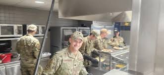 This afternoon, Lt. Col. Dove and the services flight kicked off the  holiday season with an incredible meal. Col. Hyland and company stepped in  and tagged out the Airmen to served lunch.