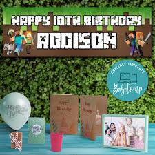 This why i'm excited to be offering this set of free minecraft party printables, perfect for decorating your minecraft party. Minecraft Birthday Banner Printable Instant Download Bobotemp