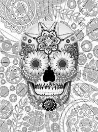 coloriage de pour adultes dessin des fleurs et feuilles a colorier skull coloring pages sugar artwork une page d&#x00027;un chien