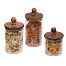 Choose from contactless same day delivery, drive up and more. 3 Piece Acacia Top Glass Kitchen Canister Set
