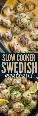 Slow Cooker Swedish Meatballs Braised In A Rich And Flavorful Cream Sauce A Com Slow Cooker Swedish Meatballs Meatball Dinner Recipes Swedish Meatball Recipes