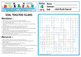 Mampu menulis kata dengan huruf lepas dan huruf sambung. Soal Teka Teki Silang Sd Kelas 4 Tentang Alat Musik Daerah Daerah Dan Kunci Jawaban Bimbel Brilian