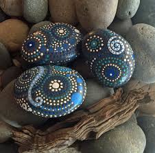 Rock Art Hand Painted River Rocks Mandala Inspired Design Natural Home Decor Free Us Painted River Rocks Rock Painting Patterns Mandala Inspired Design