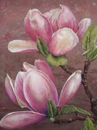 Life Size Magnolias Painted On A Small Side Table Flower Painting Magnolia Paint Floral Painting