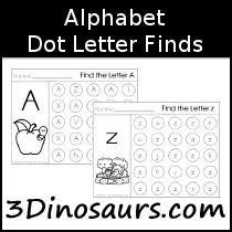 Dozens of free worksheets for learning the abcs. 3 Dinosaurs Alphabet Dot Letter Find