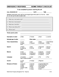 While the terms bomb threat and bomb scare are often used interchangeably, a bomb threat in the legal context is typically in the form of a statement, or some communicated intent to inflict harm, whereas a bomb scare refers to situations of imminent risk, such as the discovery of a suspicious bag. Fillable Online Bomb Threat Checklist Jademarinschoolsorg Fax Email Print Pdffiller