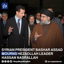 Syrian President Bashar al-Assad expressed his condolences on Sunday  following the death of Hezbollah's Secretary-General Hassan Nasrallah. In  his message, Assad emphasized that the loss of a leader does not weaken the