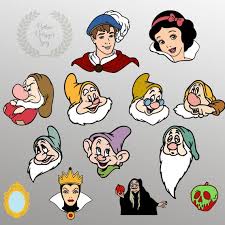 Snow White and Seven Dwarfs Head Bundle Svg Png, Princess Family Svg Png,  Cricut, Layered by Color, Clipart, Vinyl Cut File, Silhouette - Etsy