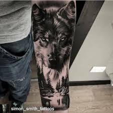 Blue Eyes Wolf Tattoo Sleeve Wolf Tattoo Design Animal Tattoos