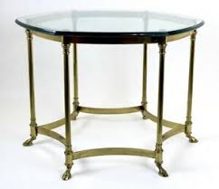 The versatile mini tables are suitable for a variety of duties and can easily be moved or tucked away when not in use. Labarge Style Hoof Feet Brass Hexagon Glass End Table Pair Hollywood Regency Ebay
