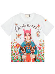 Futbolka Gucci L Aveugle Par Amour Fw18 Oversized White T Shirt Kids Graphic Tees Retro Tshirt
