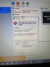 Error With Hardware Virtualization Kali Linux Unix Linux Stack Exchange