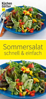 Bunt Knackig Und Frisch Unser Bunter Sommersalat Macht Gute Laune Und Schmeckt Nicht Nur Als Beilage J Summer Salads Vegetarian Diet Recipes Healthy Cooking