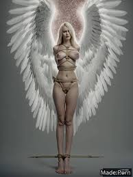 Porn image of woman angel nude dark shaved light pink created by AI