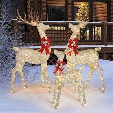 Light Up Reindeer 76 Inches 1 9m Indoor Outdoor Christmas Reindeer Family Set Of 3 With Led Lights Costco Uk