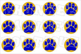 Royal Blue Paw Print On Yellow Gold Background By Chunkeemonkeebow 1 50 Paw Print Gold Background Image Sheet