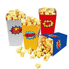 There was lots of yummy candy, popcorn and even a 'direct your nachos' station. 24 Pcs Superhero Party Supplies Favors Superhero Party Popcorn Boxes Cardboard Candy Container For Birthday Theater Themed Parties Movie Nights Carnivals Walmart Canada
