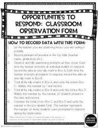 Opportunities To Respond Otr Classroom Observation Form Classroom Observation Form Classroom Observation Teacher Observation