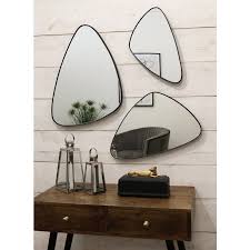 Antique ornate gold wood triangle frame triangle mirror vintage rare beauty buy: Black Stone Shaped Trip Tech Wall Mirrors Pebble Triple William Wood Mirrors