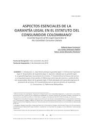 PDF) Aspectos esenciales de la garantía legal en el estatuto del consumidor  colombiano