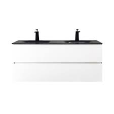 Is there a white sink with black vanity? Gef Elice 48 In Double Sink White Bathroom Vanity With Black Quartz Top Va948bqem Rona