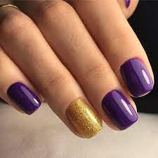 Purple And Gold Nails Gold Nails Purple Nails Trendy Nails