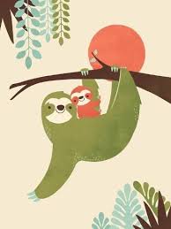 Mama Sloth Art Print Jay Fleck Art Com Sloth Art Sloth Drawing East End Prints