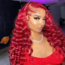 Glueless Red Color Human Hair Wig Body Wave 13×4 HD Lace Wig