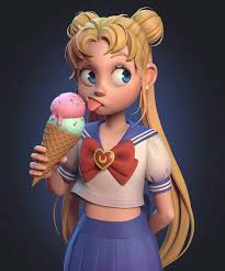 Una Sailor Moon 2d Zbrush Character Character Modeling 3d Character