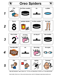Oreo Spiders Visual Recipe Visual Recipes Life Skills Classroom Preschool Cooking