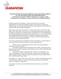 Tips for writing a good position paper with sample outline. Philip Jamilla On Twitter Earlier Today Karapatan Submitted Its Position Paper Before The House Justice Committee Hearing On The Proposed Bills For The Reimposition Of Death Penalty Following President Rodrigo Duterte S Call