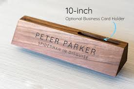 Name Plate With Business Card Holder Personalized Name Etsy Name Plate Business Card Holders Business Cards