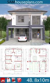 House Plans 8x10m With 4 Bedrooms Small Modern House Plans 2 Storey House Design Duplex House Plans