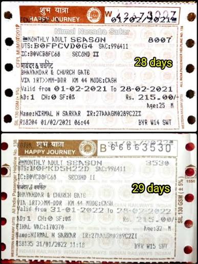 Mumbai local train monthly pass from December 1978